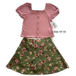 SPEECHLESS Girl’s SIZE 18 1/2 Button Front Top and Floral Skirt Set